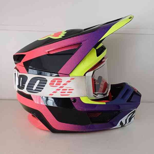 Motokrosová přilba Fox Racing V2 Voke + brýle 100%  - foto 4