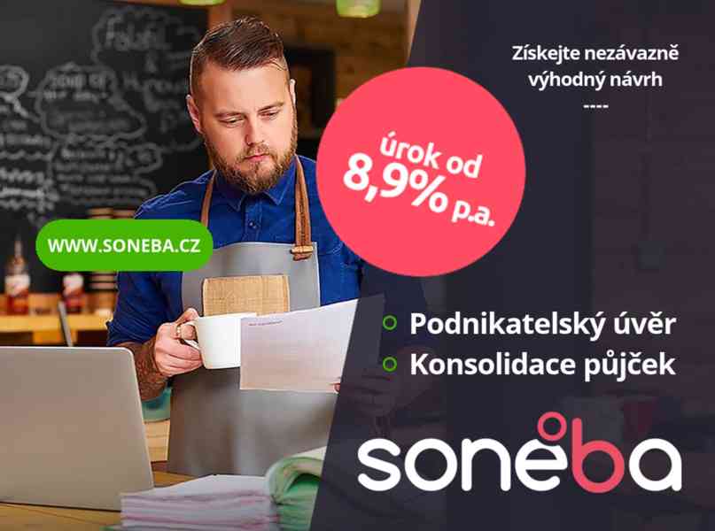 SONEBA – půjčka oproti zástavě nemovitosti; 608 174 900