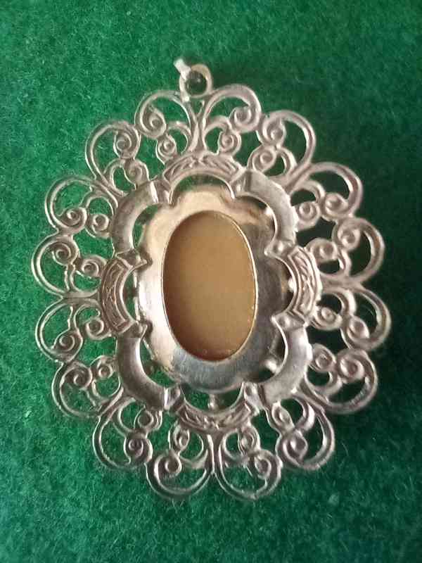 Starožitná kamej ve stříbře - přívěsek - foto 2