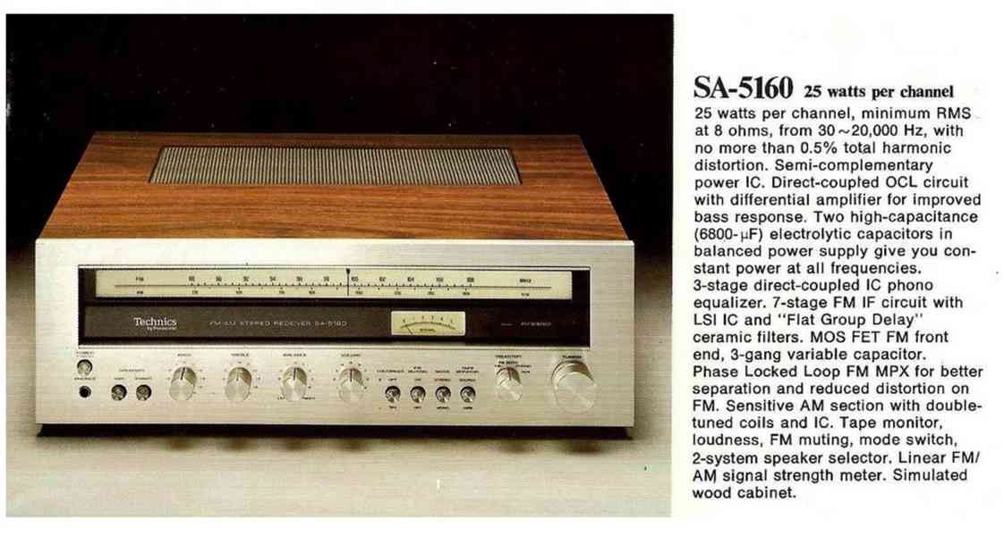 ♫ Pěkný vintage stereo receiver TECHNICS SA-5160 JAPAN ♫ - foto 9