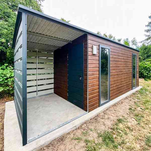 Zahradní domek 4,5x2,5m přístřešek 1,5m dveře 2x Okno TS888 - foto 3