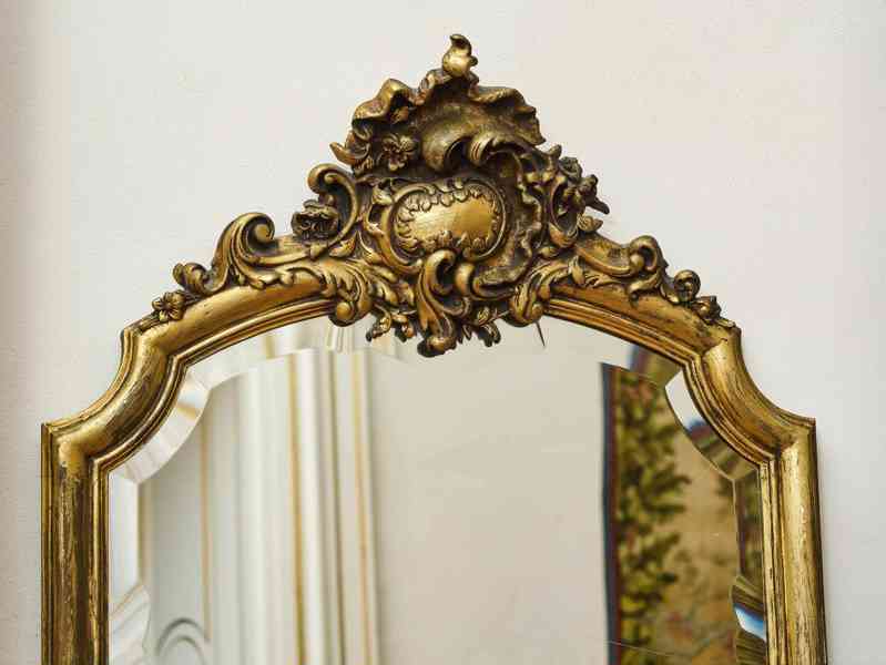 Velké zlacené zrcadlo s fasetou v rokokovém stylu V 199 cm - foto 2