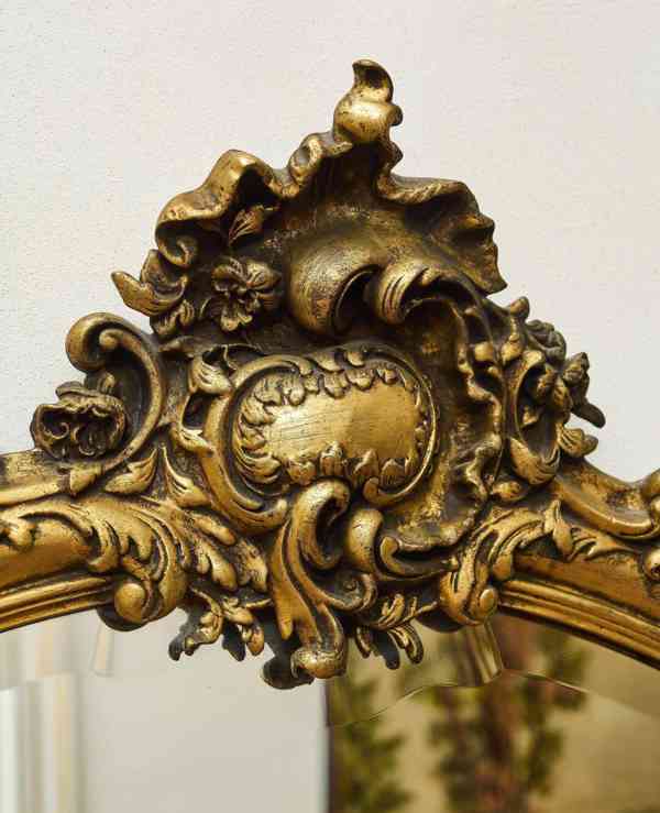 Velké zlacené zrcadlo s fasetou v rokokovém stylu V 199 cm - foto 4