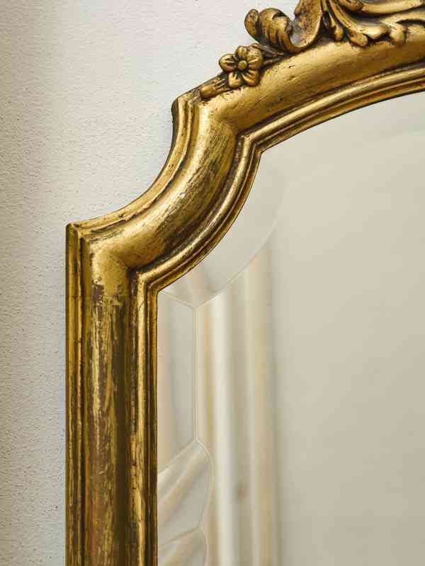 Velké zlacené zrcadlo s fasetou v rokokovém stylu V 199 cm - foto 3