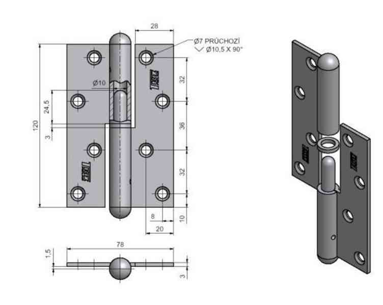Kování ocelové dveřní, vratové HELM(Woelm) - foto 8