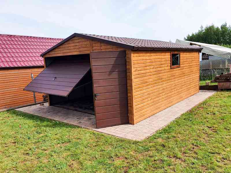 Plechová garáž 4,5x6 sedlová střecha výklopná vrata TS216 - foto 4