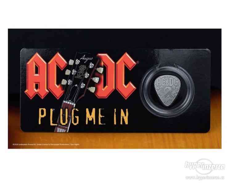 AC/DC Kytarové trsátko - Plug Me In 1/4 oz stříbrná mince - foto 3