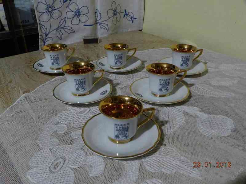 Luxusní sada 6 zlacených hrnků EX PLZEŇ - MZ