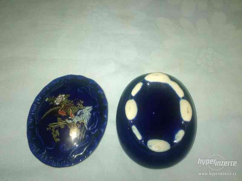 Stará pěkná modrá porcelánová šperkovnička - foto 3
