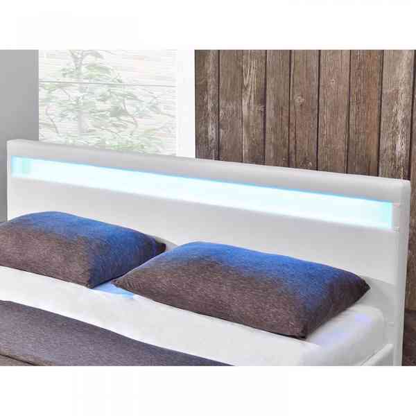 Čalouněná postel Paris s LED osvětlením 140 x 200 cm | bílá - foto 3