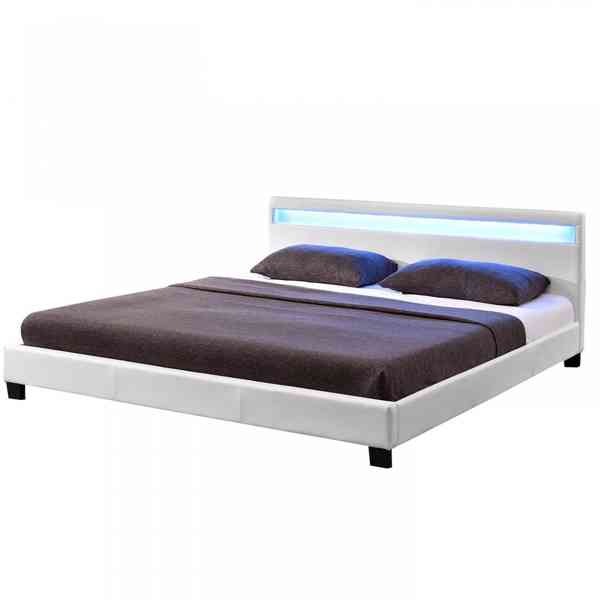Čalouněná postel Paris s LED osvětlením 140 x 200 cm | bílá - foto 2