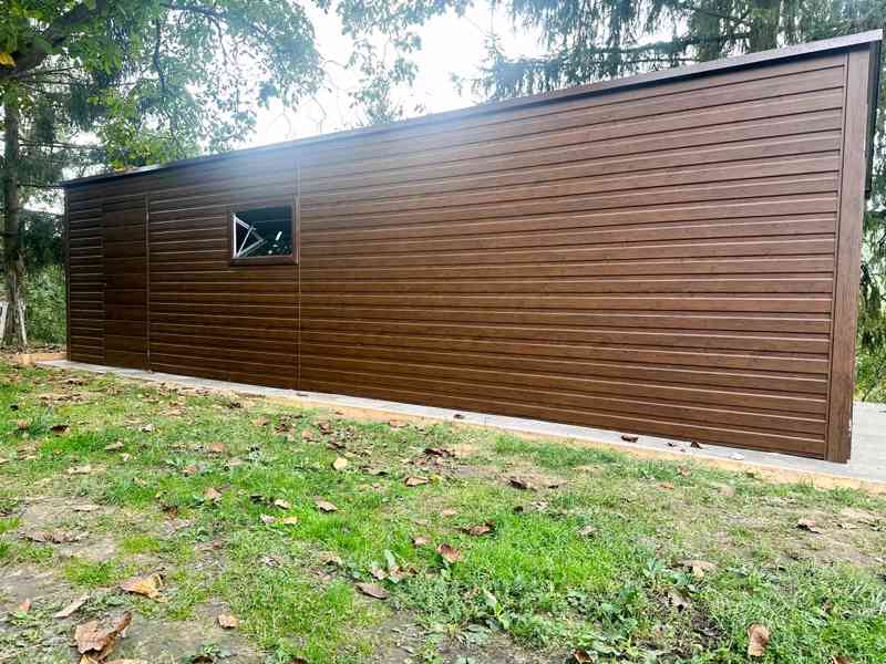 Plechova garáž 3x9m - Dvoukřídlá vrata - dveře 2x Okno TS785 - foto 6
