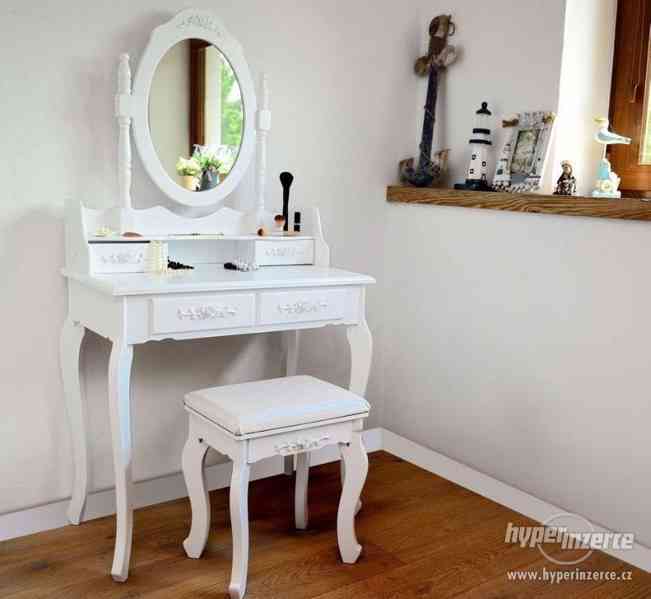 Originální vintage toaletní stolek + zrcadlo + taburet - foto 1