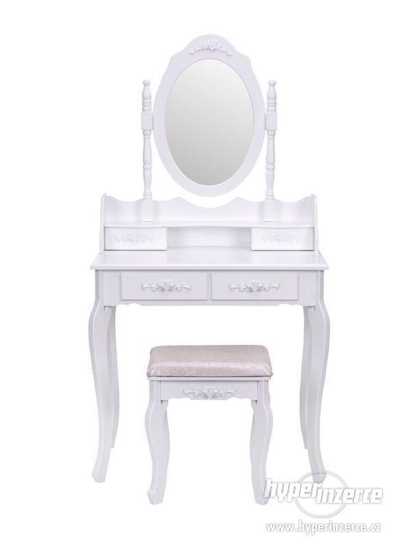 Originální vintage toaletní stolek + zrcadlo + taburet - foto 4