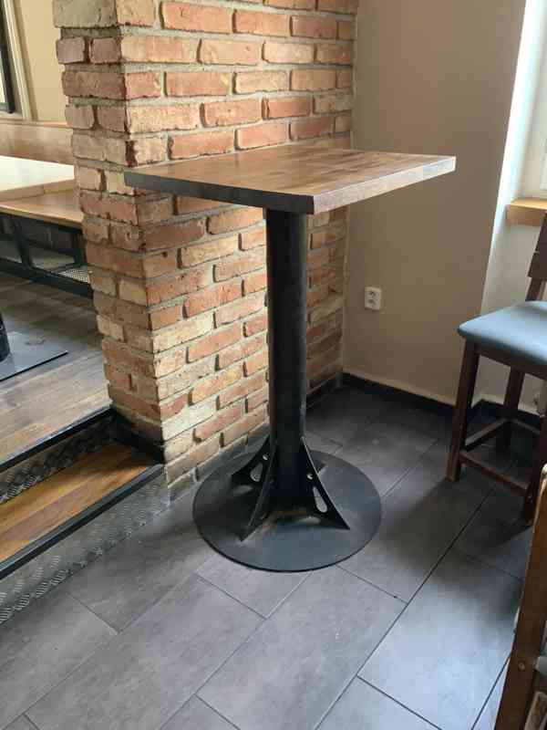 Stůl barový masiv s robusní kovovou nohou - 2ks - foto 1