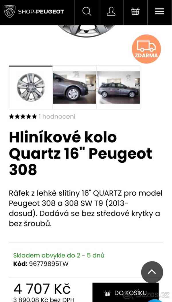 5x108 R16 originální alu disky Peugeot 308 ( 2013+ ) - foto 10