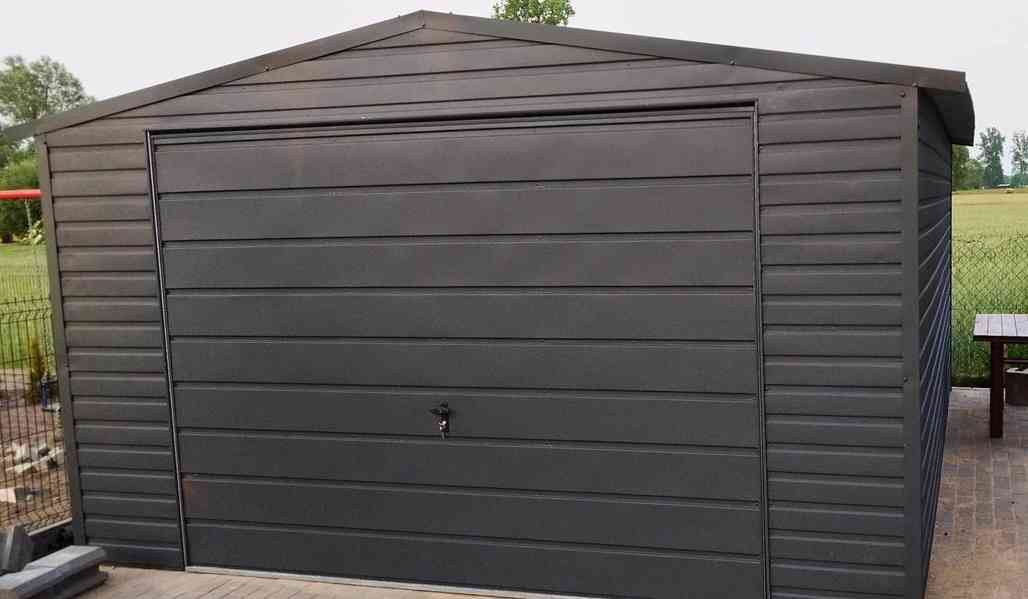 Plechová garáž 4x6m - výklopná vrata grafit, antracit TS327 - foto 4