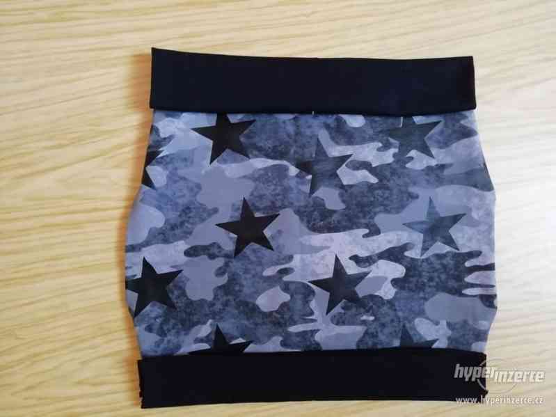 Nová šitá sukně teplákovina maskáč s hvězdami šedá - foto 1