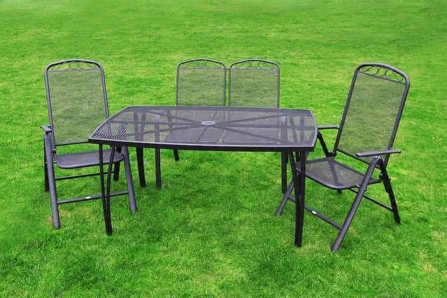 Zahradní nábytek, jídelní kovový set pro 4 osoby s polohovac - foto 5