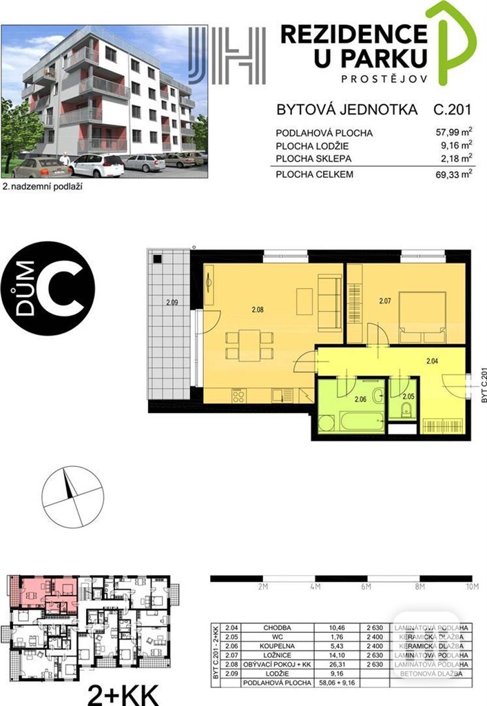 Prodej bytu 2+kk ve výstavbě v projektu Rezidence U parku - foto 13