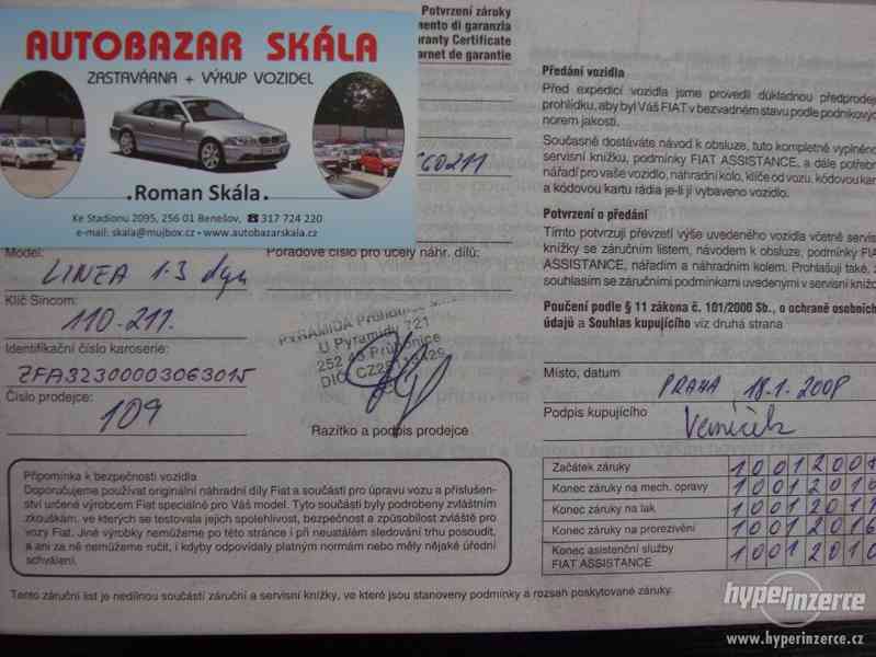 Fiat Linea 1.3 JTD r.v.2008 1.Maj.serv.kníž.ČR - foto 14