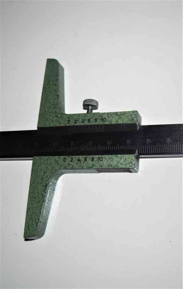 Hloubkoměr 0-200 mm, analog. s nosem, oboustranný (NĚMECKO) - foto 2