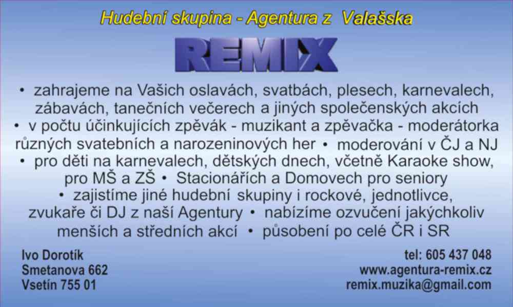 ŽIVÁ HUDBA NA OSLAVY, SVATBY, PLESY + DJ - ZLÍNSKÝ KRAJ - foto 24