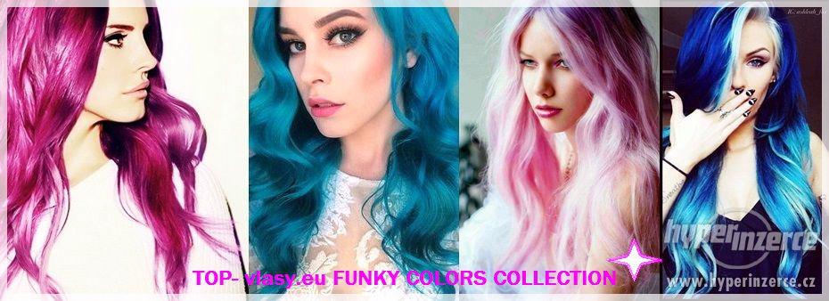 Luxusní barevné FUNKY Clip In lidské vlasy! 100 - 210 gram!! - foto 1