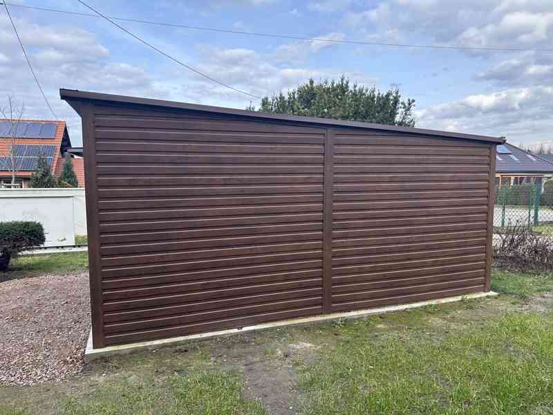 Plechová garáž 3,5x6,výklopná vrata, imitace dřeva TS582 - foto 3