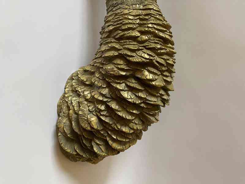 Pštros zlatá socha - nástěnná dekorace - foto 3