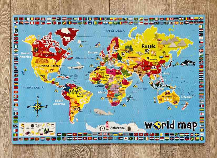 Pěnové puzzle - World Map 90x60cm ( 48 dílů ) PC: 495kč - foto 2