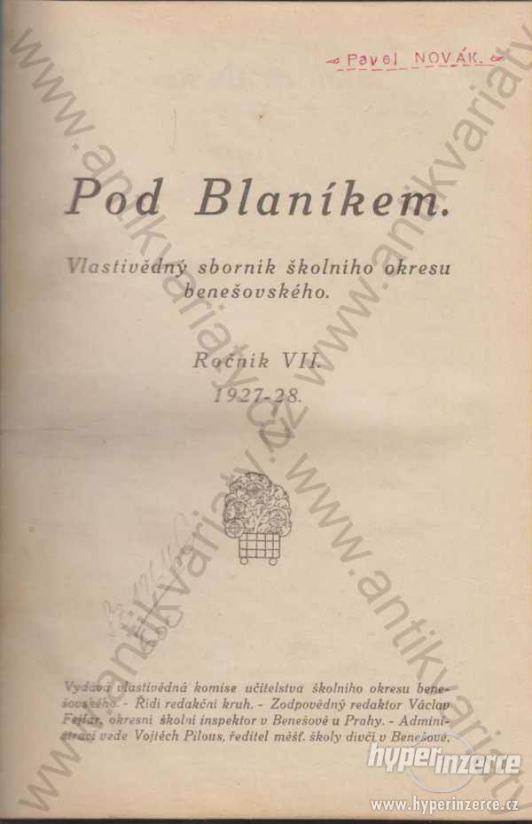 Pod Blaníkem Ročník VII. 1927 - 28 - foto 1
