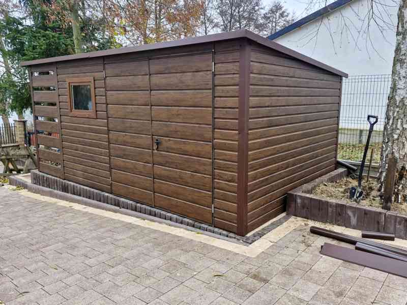 Zahradní domek 4x3m + přístřešek 1x3m Dvoukřídlá vrata TS927 - foto 3