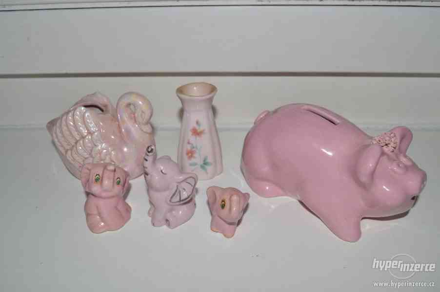 Růžový porcelán, keramické figurky - foto 2