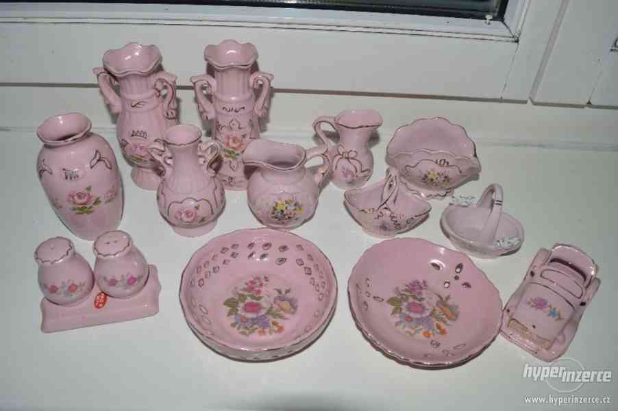 Růžový porcelán, keramické figurky - foto 3