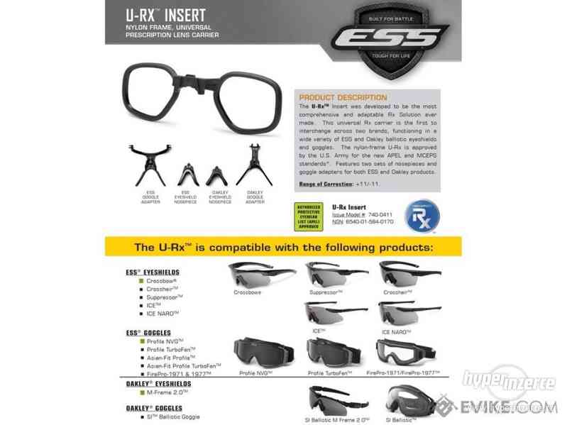 Dioptrická vložka ESS U-Rx pro brýle ESS a OAKLEY - foto 2
