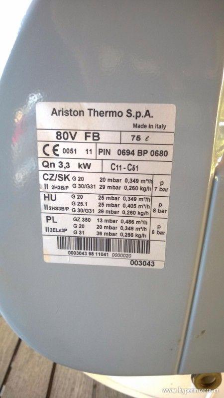 Plynový ohřívač vody Ariston 80V FB 75litrů - foto 2