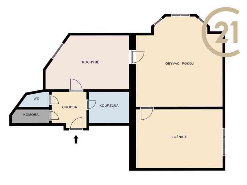Prostorný byt 2+1, 71 m2, s velkým arkýřem v obývacím pokoji - Praha, Hostivař - foto 2
