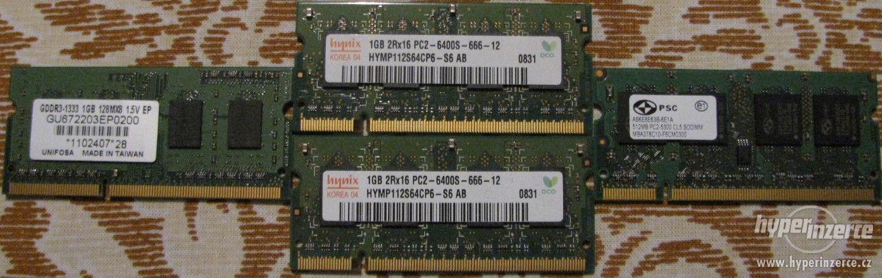 SoDIMM a DIMM DDR3, DDR2 a DDR1 do notebooku a PC