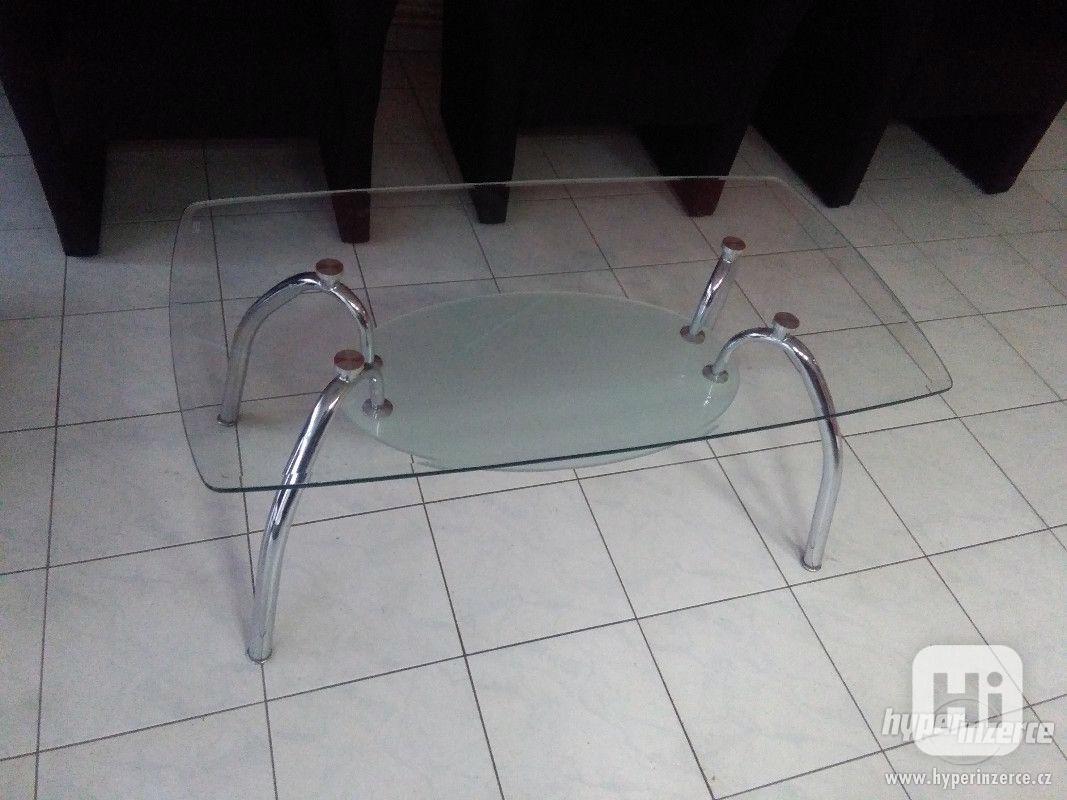 Konferenční stolek - Sklo - Chrom - Jako nový - foto 1