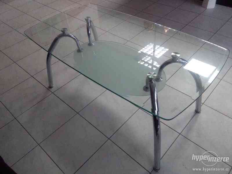Konferenční stolek - Sklo - Chrom - Jako nový - foto 3