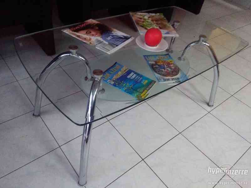 Konferenční stolek - Sklo - Chrom - Jako nový - foto 7