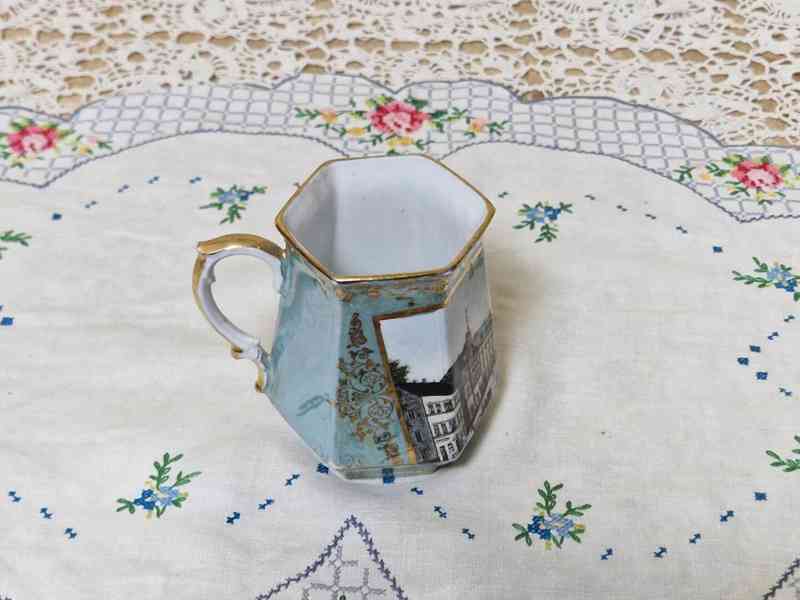 Vzácný starý zlacený malovaný Hrnek Vejprty - foto 5