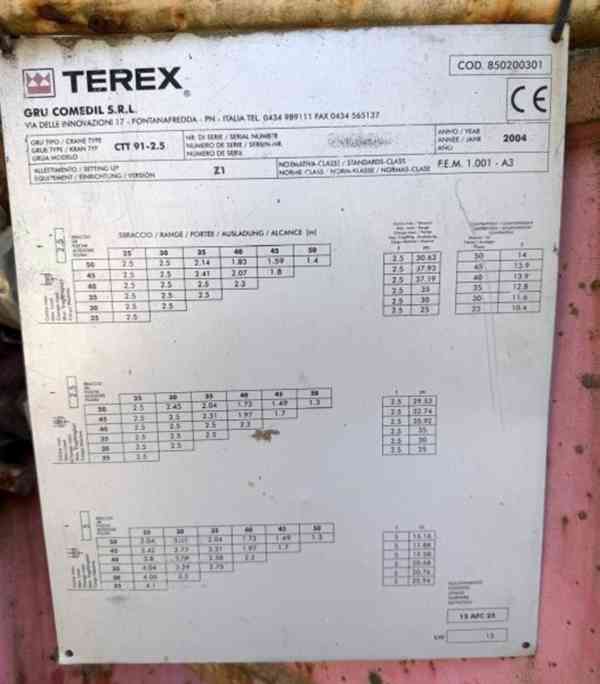 50-35m/2.5t jeřáb věž Terex/GRU Comedil CTT91 - foto 4