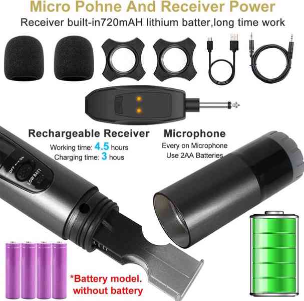 🎤 Bezdrátové karaoke mikrofony ALPOWL – stav nové - foto 6