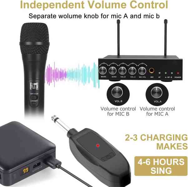 🎤 Bezdrátové karaoke mikrofony ALPOWL – stav nové - foto 2