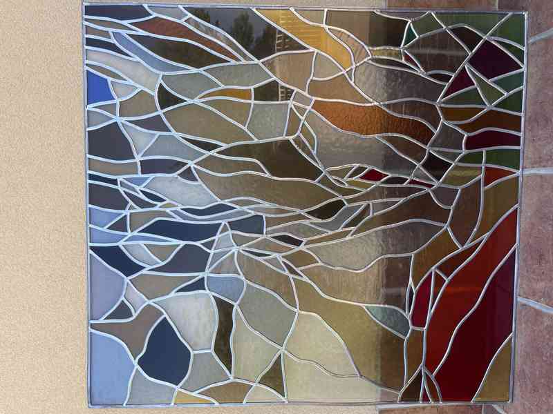 Barevná vitráž do olova, abstraktní motiv  - foto 1