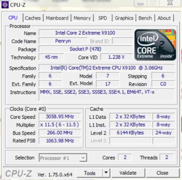 Intel Core 2 Extreme X9100 3.06/6M/1066 SLB48 laptop CPU - foto 5