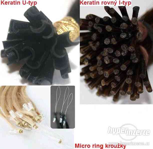 Keratin-mikro kroužky, 200 prameňů REMY lidské vlasy v AKCI - foto 1