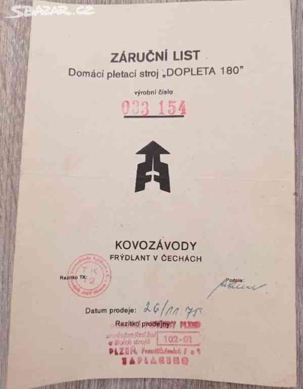 retro plně funkční pletací stroj ,,DOPLETA 180" - foto 12